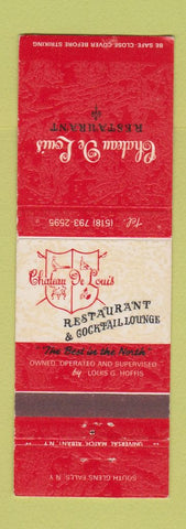 Matchbook Cover - Chateau de Louis Restaurant South Glen Falls NY