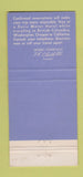 Matchbook Cover - Waldorf Hotel Seattle WA 30 Strike