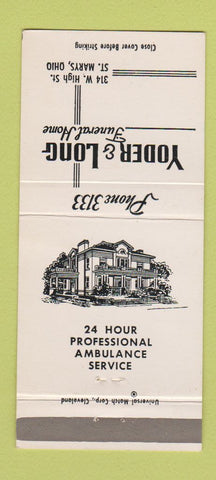 Matchbook Cover - Yoder and Long Funeral Home St Marys OH 30 Strike