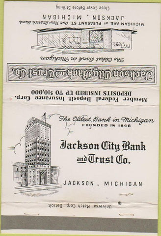 Matchbook Cover - Jackson City Bank Trust MI 40 Strike