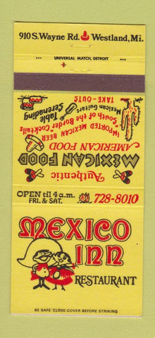 Matchbook Cover - Mexico Inn Mexican Food Westland MI 30 Strike