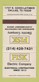 Matchbook Cover - Fish Electric Dallas TX 30 Strike
