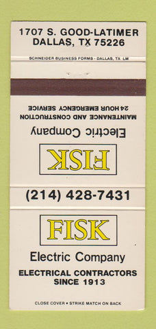 Matchbook Cover - Fish Electric Dallas TX 30 Strike