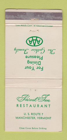 Matchbook Cover - Harvest Inn Restaurant Manchester VT WEAR 30 Strike