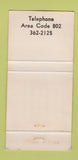 Matchbook Cover - Harvest Inn Restaurant Manchester VT WEAR 30 Strike