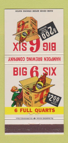 Matchbook Cover - Big 6 Hamden Beer 30 Strike