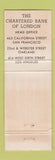 Matchbook Cover - Chartered Bank of London Oakland San Francisco CA WEAR
