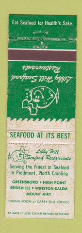 Matchbook Cover - Libby Hill Seafood Piedmont NC Mount Airy WEAR