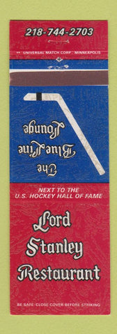 Matchbook Cover - Lord Stanley Restaurant Hockey Eveleth MN