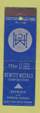 Matchbook Cover - Hewitt Metals Detroit MI Windsor ON feature WEAR