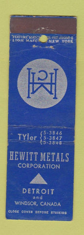 Matchbook Cover - Hewitt Metals Detroit MI Windsor ON feature WEAR
