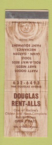 Matchbook Cover - Douglas Rent Alls Racine WI