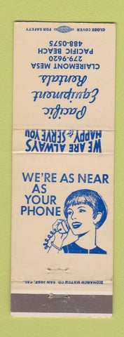 Matchbook Cover - Pacific Equipment Rentals Pacific Beach CA Flairemont Mesa