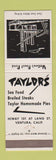Matchbook Cover - Taylor's Seafood Restaurant Ventura CA