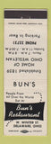 Matchbook Cover - Bun's Restaurant Delaware OH