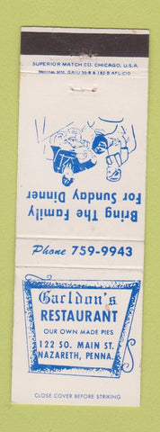 Matchbook Cover - Carldon's Restaurant Nazareth PA