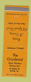 Matchbook Cover - Occidental Restaurant Norfolk VA