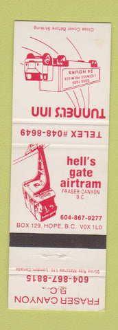 Matchbook Cover - Tunnel's Inn Hell's Gate Airtram Fraser Canyon BC
