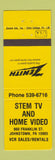 Matchbook Cover - Zenith Stem TV Home Video Johnstown PA