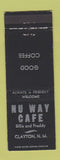Matchbook Cover - Nu Way Cafe Clayton NM