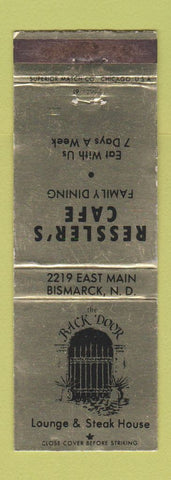 Matchbook Cover - Ressler's Cafe Bismarck ND