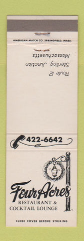 Matchbook Cover - Four Acres Restaurant Sterling Junction MA