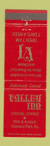 Matchbook Cover - Valley Inn Overland Park KS