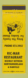 Matchbook Cover - Ric Mar Restaurant Danville Northumberland PA