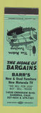 Matchbook Cover - Barr's Furniture Motorola TV Gardena CA