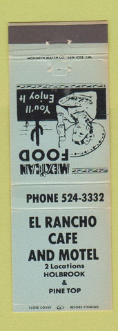 Matchbook Cover - El Rancho Cafe Motel Holbrook Pine Top AZ TEAL