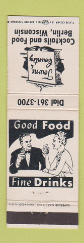 Matchbook Cover - Towne & Country Berlin WI restaurant