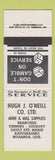 Matchbook Cover - Hugh O'Neill Mine Mill Supply Timmins Sudbury ON