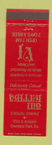 Matchbook Cover - Valley Inn Overland Park KS