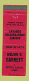 Matchbook Cover - Melvin Garrett Cabinets Russell KS RED