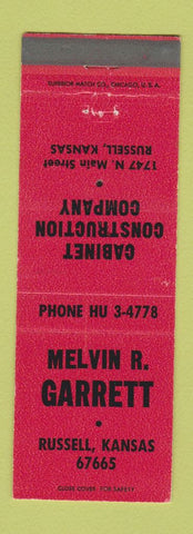 Matchbook Cover - Melvin Garrett Cabinets Russell KS RED