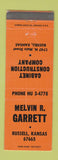 Matchbook Cover - Melvin Garrett Cabinets Russell KS ORANGE