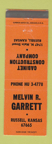 Matchbook Cover - Melvin Garrett Cabinets Russell KS ORANGE