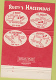 Matchbook Cover - Rusty's Hacienda's Mexican Los Angeles Glendale CA 40 Strike