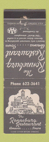 Matchbook Cover - Ronneburg Restaurant Amana IA