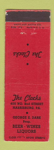 Matchbook Cover - The Clocks Harrisburg PA