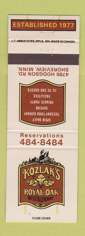 Matchbook Cover - Kozlak's Royal Oak Restaurant Shoreview MN