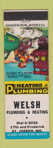Matchbook Cover - Welsh Plumbing Heating St Joseph MO