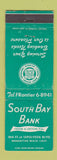 Matchbook Cover - South Bay Bank Manhattan Beach CA