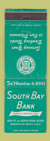 Matchbook Cover - South Bay Bank Manhattan Beach CA