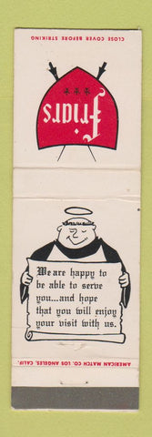 Matchbook Cover - Friars Restaurant Santa Monica CA