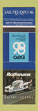 Matchbook Cover - Expo 1986 Canada Rothmans Cigarettes Racing