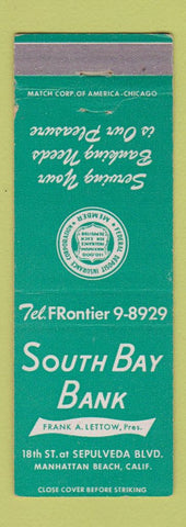 Matchbook Cover - South Bay Bank Manhattan Beach CA