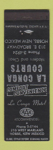 Matchbook Cover - La Conga Courts Hobbs NM