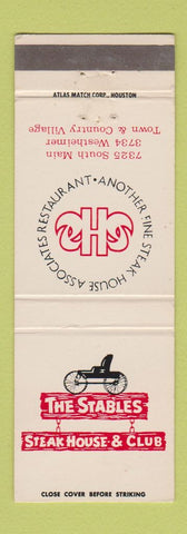 Matchbook Cover - Stables Steak House Club Houston TX