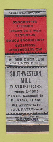 Matchbook Cover - Southwestern Mill El Paso TX WEAR